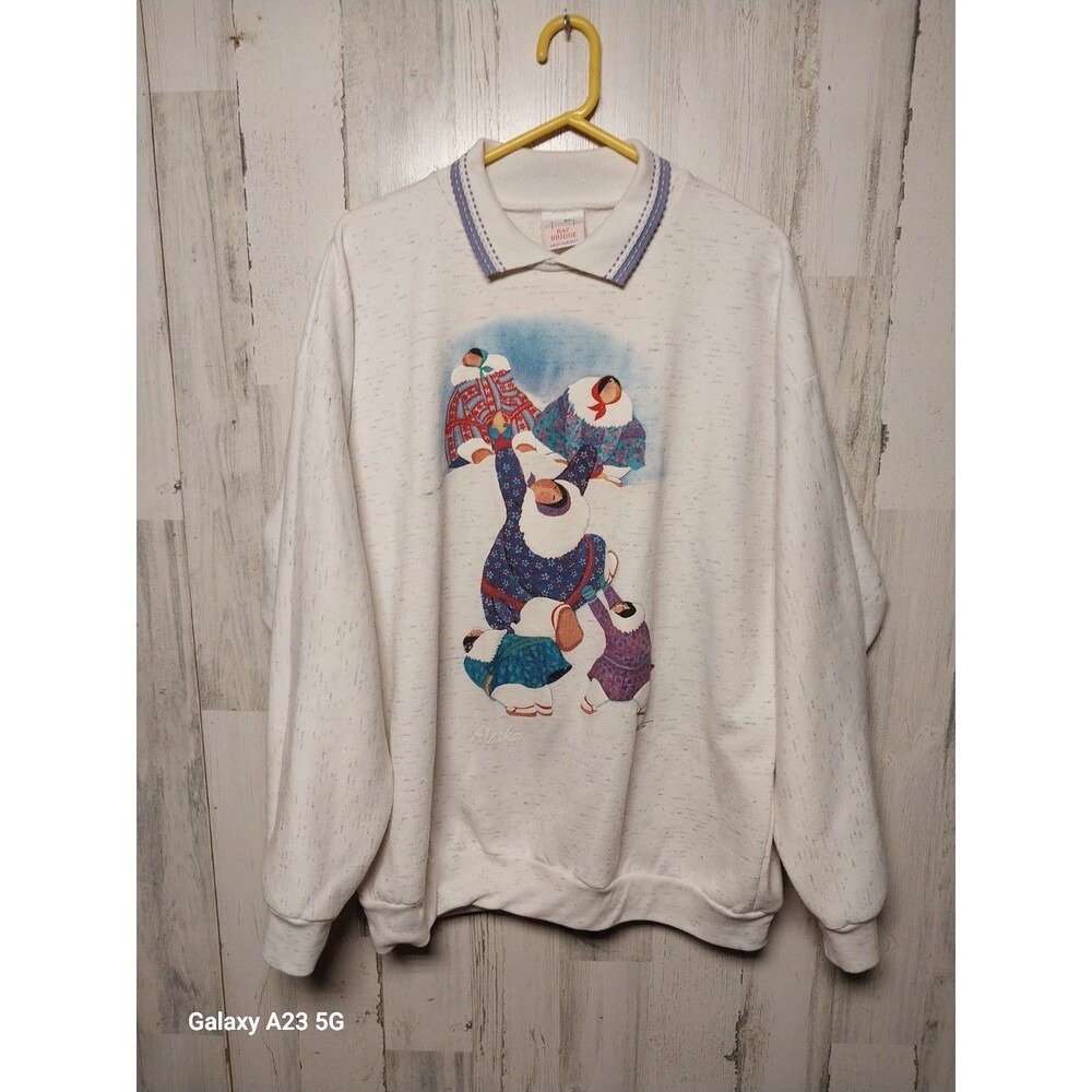 Vintage 1993 Alaska Inuit Graphic Sweatshirt Bay Bridge Heavyweight XL